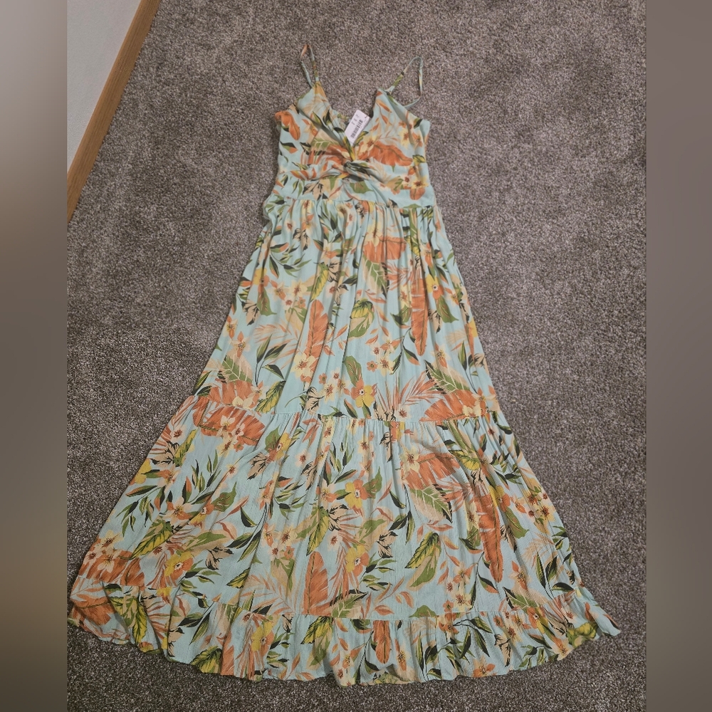 Nostalgia Floral Maxi Dress in Green and Orange